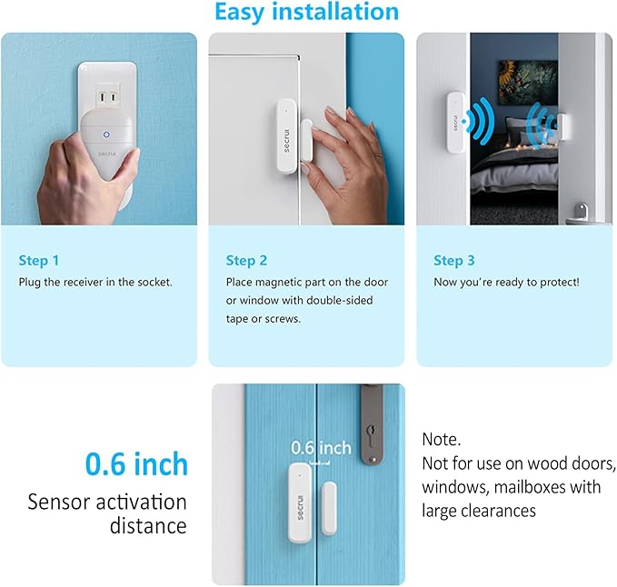 SECRUI Door Chime, Door Open Sensor Chime for Business/Home When Entering, Adjustable Volume, Easy Installation, 400ft Range, 52 Chimes, M508+D7