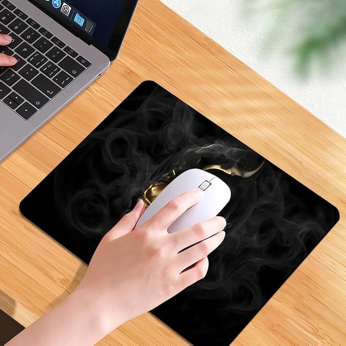 Gold Black Skull Square Mouse pad, Texture, Waterproof, Anti Slip Rubber Base, Computer Mouse pad, Laptop Mouse pad