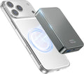 Magnetic Portable Charger for Magsafe Power Bank, 26800mAh 20W PD Large Capacity Aluminum Alloy USB-C in&Out Wireless Fast Charging Battery Pack for iPhone 17Pro Max/16/15/14/13/12 Series, Silver Gray