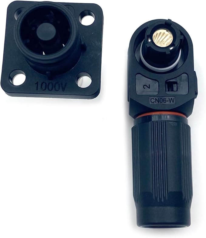 1 Set Battery Energy Storage Connector, 100A High Current Connectors Quick Plug Terminal Black Right Angle Plug and Socket IP67 Waterproof Power Adapter Crimping 16mm² Wiring (1000V)