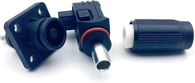 1 Set Battery Energy Storage Connector, Quick Plug Terminal High Current Connectors Right Angle Plug and Socket IP67 Waterproof Power Connector Stud Wiring Method 60A 10mm² (60A, Black)