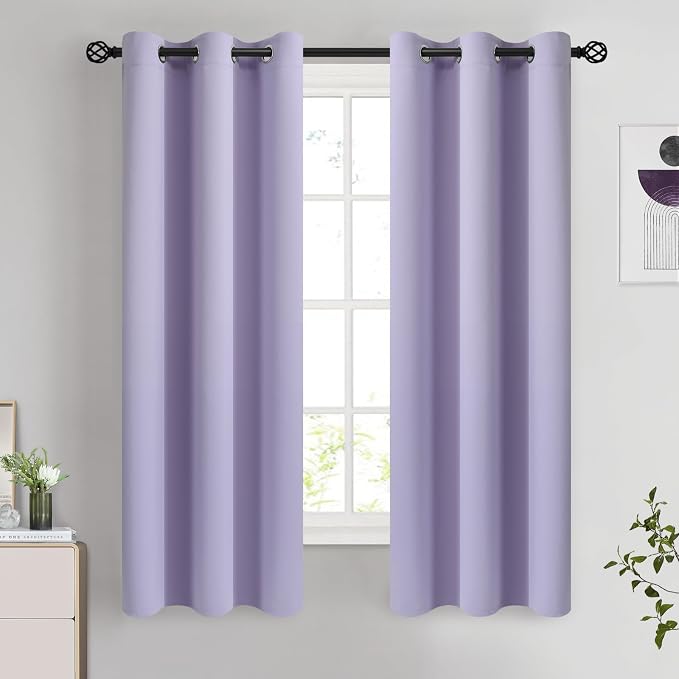 COSVIYA Grommet Room Darkening Lilac Curtains 63 inch Length by COSVIYA