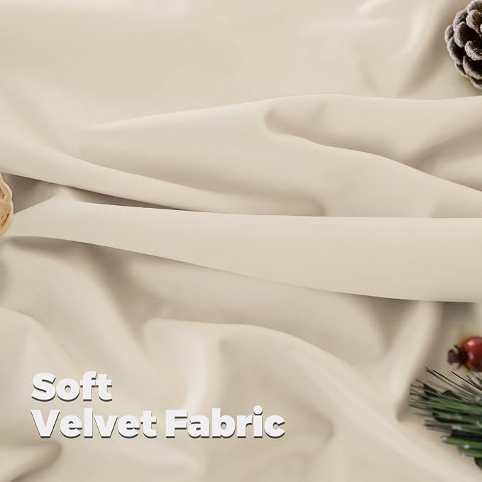 BGment Cream Beige Velvet Curtains - Image 5