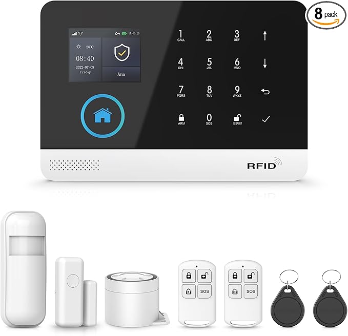 Home Security Systems with Instant App Alerts & Auto Alarm Dial,WiFi+4G No Monthly Fees Alarm System DIY Kit,Door/Window Alarms,Motion Sensors,Smart Life Tuya APP Compatible with Alexa