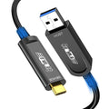 GeoHN.G USB A to USB C Fiber Optic Cable 50M/165FT, USB 3.2 10Gbps Long Distance Data Transfer USB C Extension Cable for VR, Camera, Mini PC, Laptop, Webcam, Printer and More