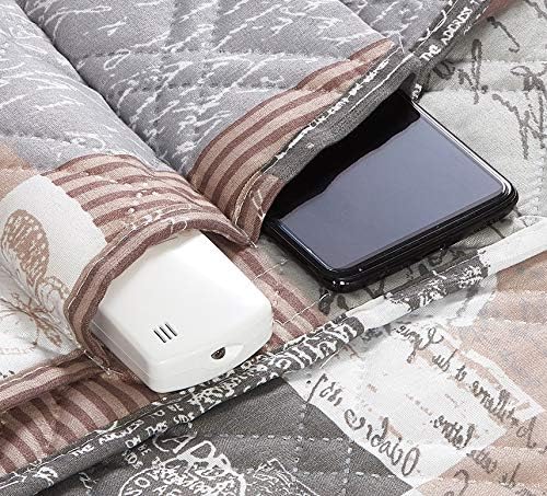 Brilliant Sunshine Latte Grey Toile Couch Armrest Cover, Armrest Organizer & - Image 5