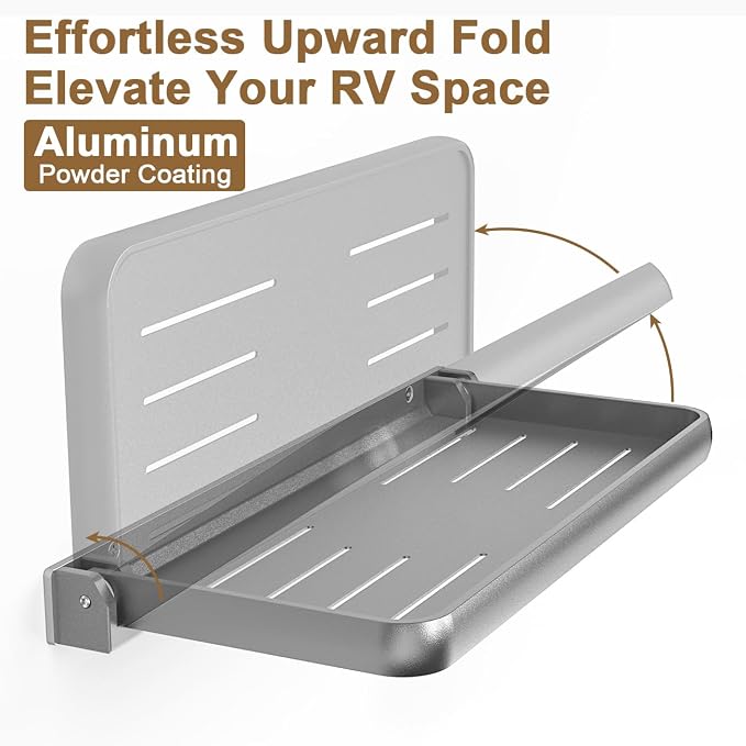 RV Aluminum Fold-Down Wall Shelf - Image 6
