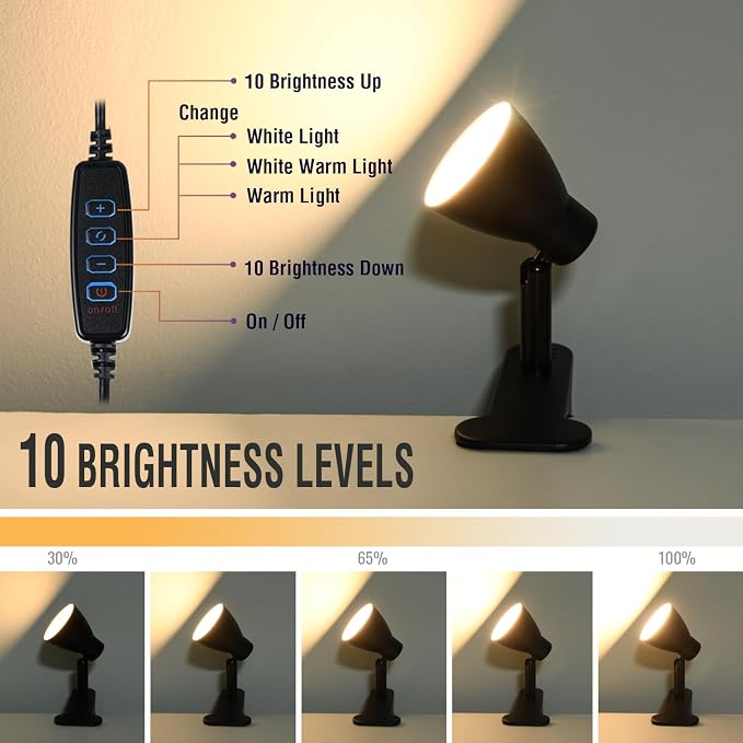 CRI 90+ Clip on Reading Lamp, Clip on Light - Image 3