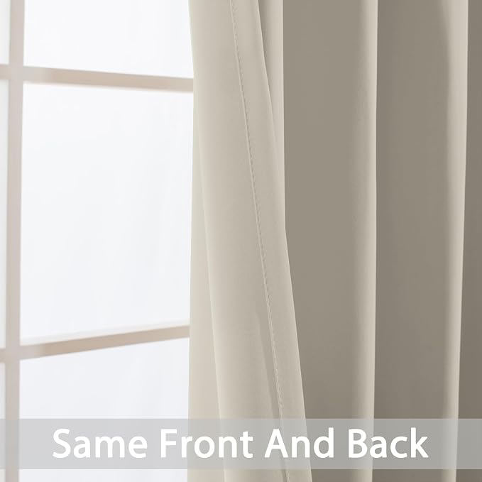 Yakamok Blackout Curtains 38x63 inch Stone Thermal Drapes-Bedroom | 2 panels - Image 4