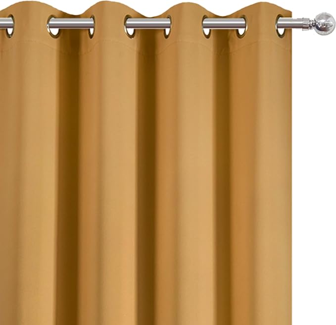 Mustard Yellow Blackout Curtains 52 x 63 Inch Length/Set of 2 Curtain - Image 6