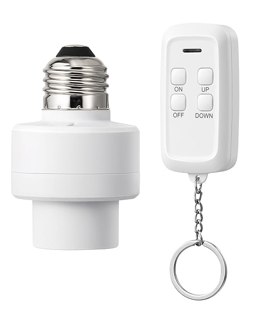 DEWENWILS Remote Control Light Socket with Dimmer, Wireless Light Switch, Dimmable Remote Light Bulbs Socket Switch, 100FT, E26 E27 Base with Controller, No Wiring, for Closet, Basement, ETL Listed