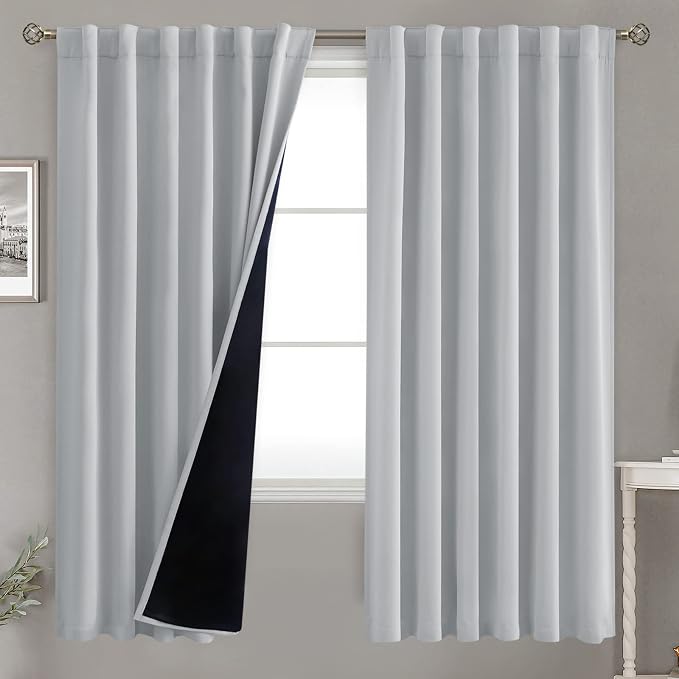 BGment Light Grey 100% Blackout Curtains 72 Inches Long by BGment