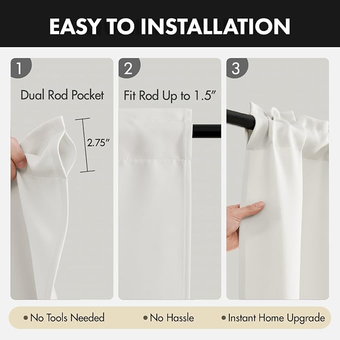 MIULEE 4-Panel 36 Inch Blackout Kitchen Tier Curtains Over Sink Natural | - Image 5