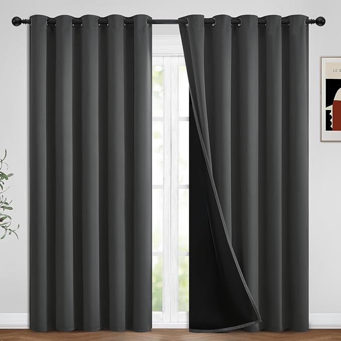 Yakamok Dark Grey Blackout Curtains 84 inches Long by Yakamok