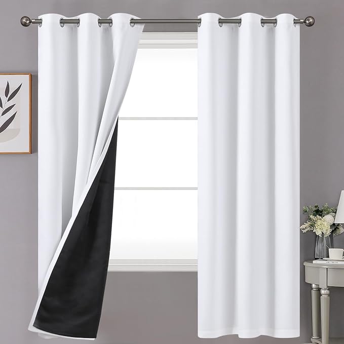 YoungsTex White 100% Blackout Curtains 72 Inches Length by YoungsTex