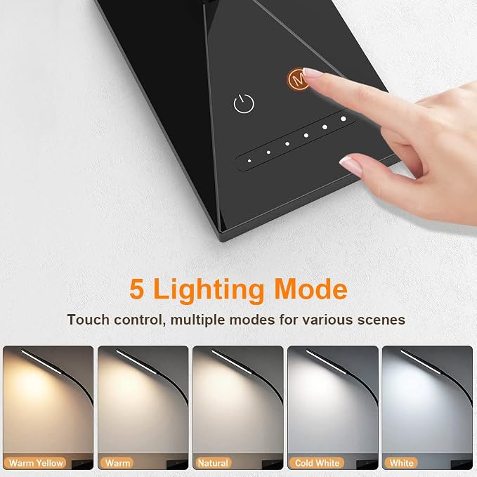 Vansuny LED Desk Lamp with USB Charging Port, Eye-Caring, 5 Color Modes - Image 2