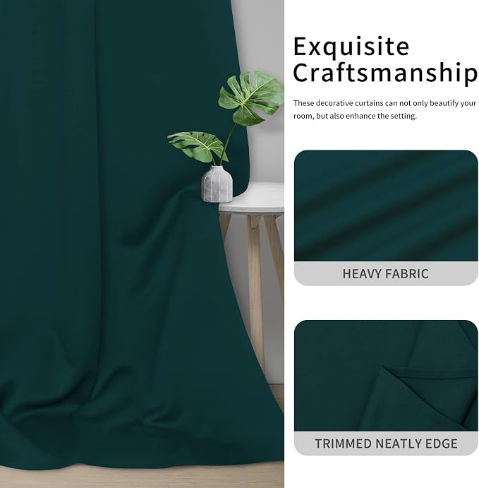 Easy-Going Thermal Grommet Blackout Curtains, 2 Panels 46x63 in, Deep Teal | - Image 5