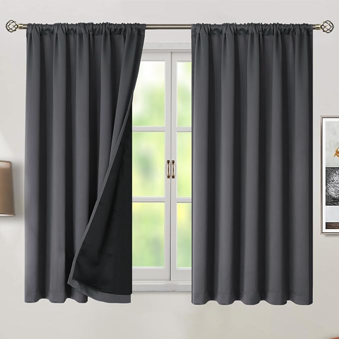 BGment 100% Room Darkening Thermal Insulated Blackout Curtains 54 Inches Long - Image 2