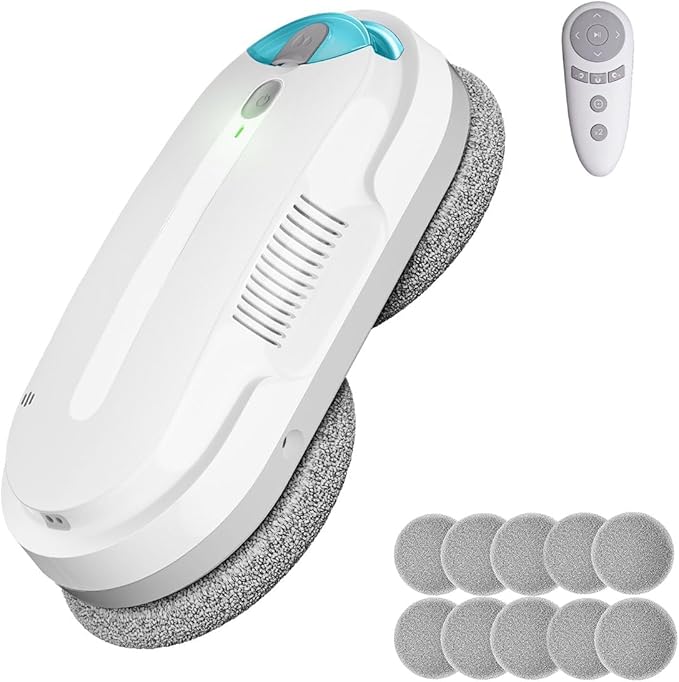 HIXZAP Smart Window Cleaning Robot with bidirectional ultrasonic Spray & 85ml Tank - Automatic Edge Detection, 2400-3200pa Strong Suction, Anti-Drop Protection for Effortless Cleaning