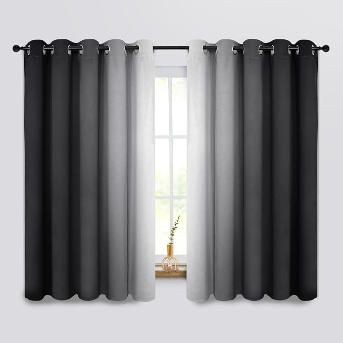 COSVIYA Grommet Ombre Black Room Darkening Curtains 63 inch by COSVIYA