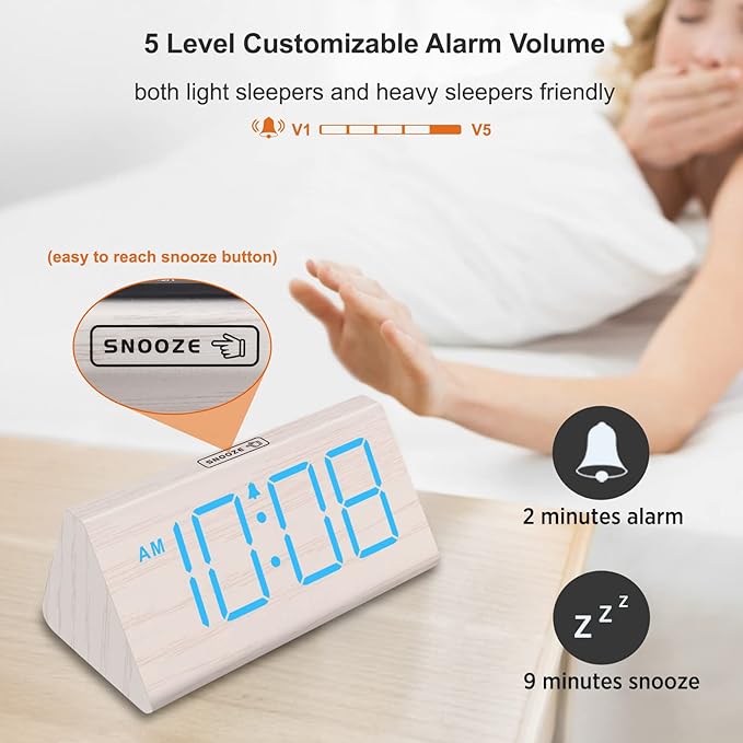 DreamSky Wooden Digital Alarm Clock - Image 5