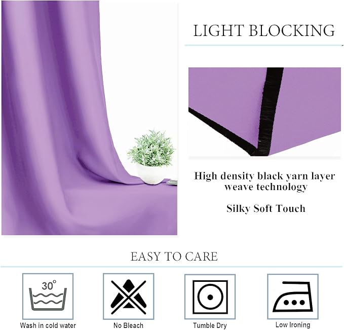 Diraysid Lavender Grommet Blackout Curtains - Image 5