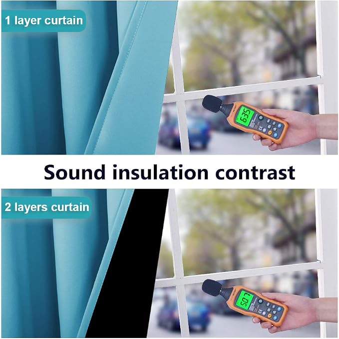 NICETOWN Insulated 100% Blackout Curtains, Noise Reducing Performance Drapes - Image 4
