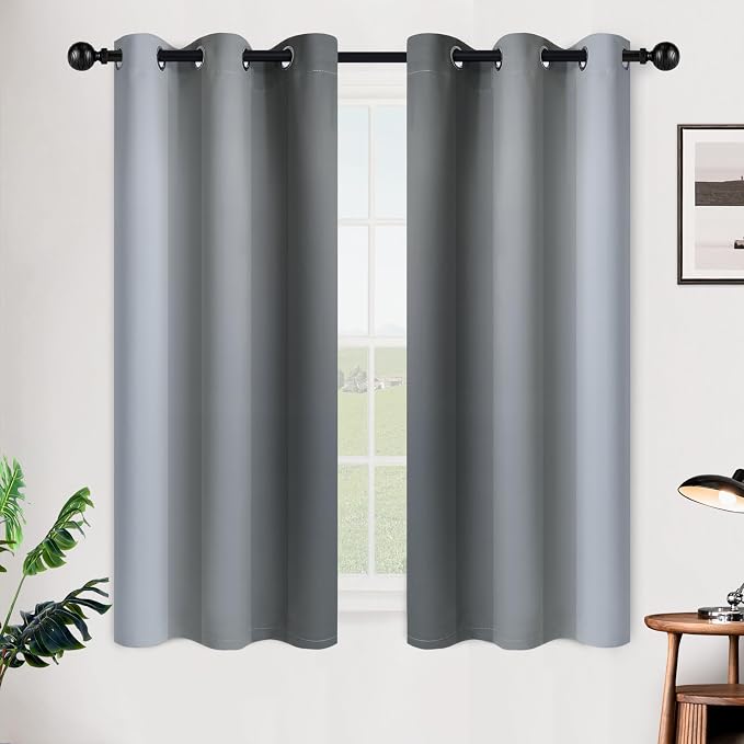 SimpleHome Ombre Grey to Grey White Curtains - Image 2