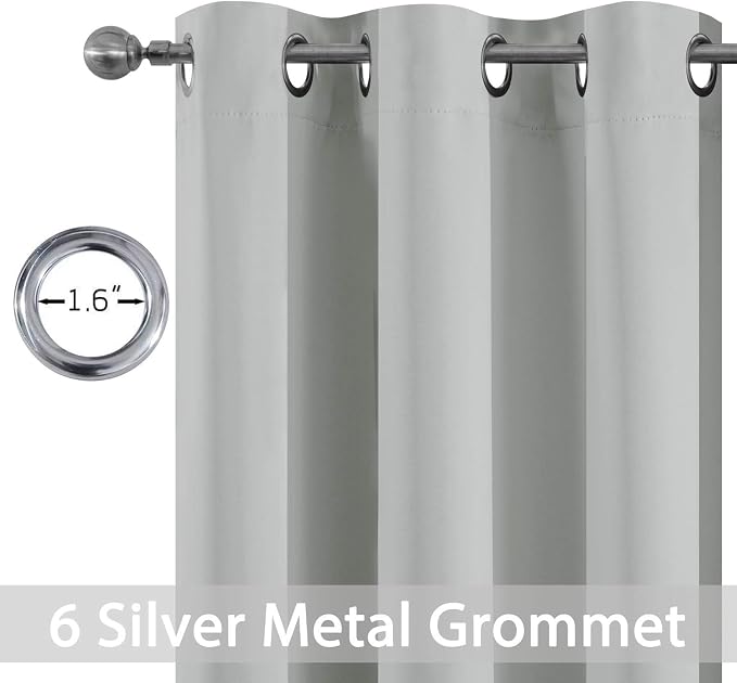 Yakamok Blackout Curtains 38x90 inch Light Grey Thermal Drapes-Bedroom | 2 - Image 2