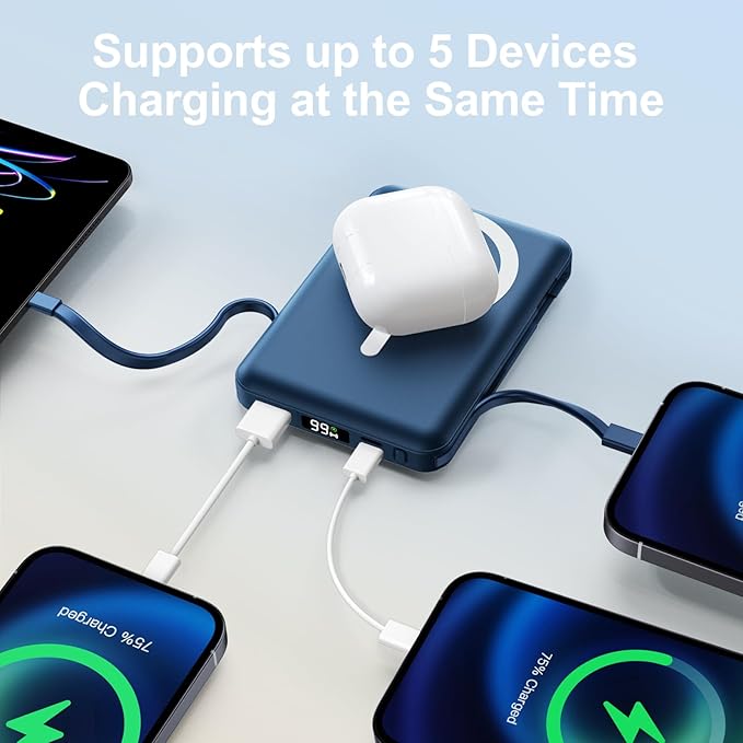 for Magsafe Portable Charger - 10000mAh Battery Pack for Magsafe with USB-C Cable and PD 20W USB C Fast Charging LED Display, Magnetic Wireless Power Bank for iPhone 17/16/15/14/13/12/Pro/Pro Max