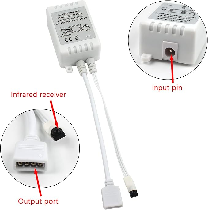 Taoellen RGB LED Light Strip Remote Controller, Dimmer for RGB LED Strip Lights, 24 Key Wireless IR Remote Controller for SMD 5050 3528 Rope Lights