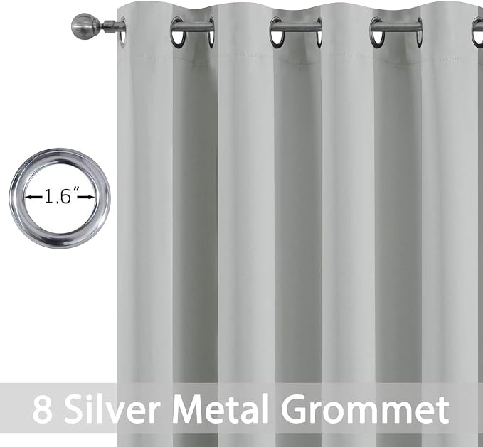Yakamok Room Darkening Curtains 52x108 inch Length Light Grey-Living Room | 2 - Image 2