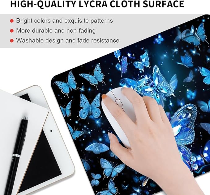 Blue Crystal Square Mouse pad, Texture, Waterproof, Anti Slip Rubber Base, Computer Mouse pad, Laptop Mouse pad