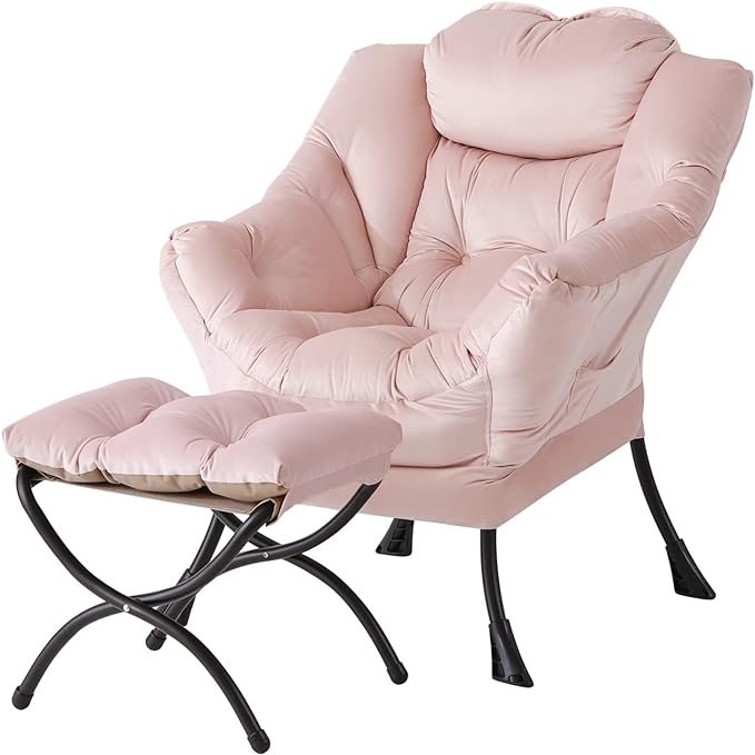 Welnow Lazy Chair with Ottoman, Reading Chair with Footrest, Foldable Footrest by LifeGetsBetterWithWelnow