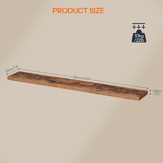 HOOBRO 70.9" Floating Shelves for Wall, for Wall Decor Storage in Bathroom - Image 3