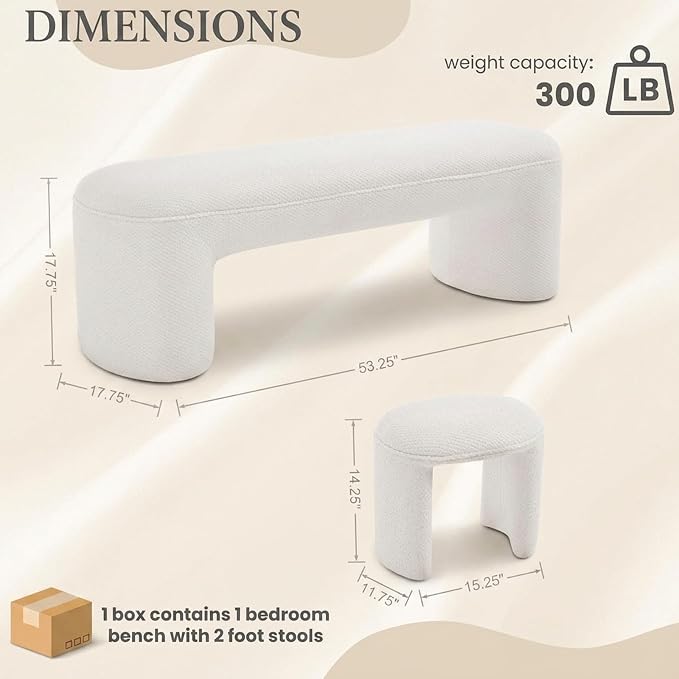 53" 3-Piece Nesting Ottoman Bench Set - Image 2