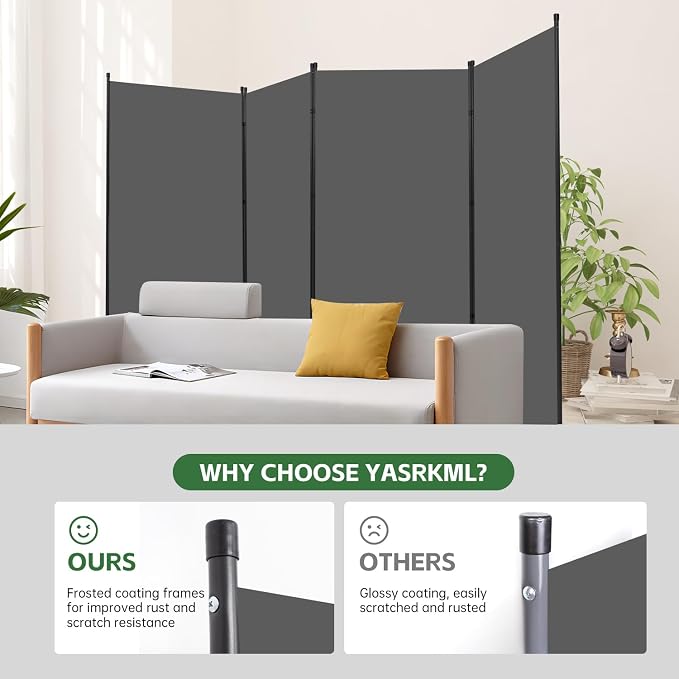 4 Panel Folding Room Divider, Sturdy Frame Freestanding Wall Divider | - Image 2