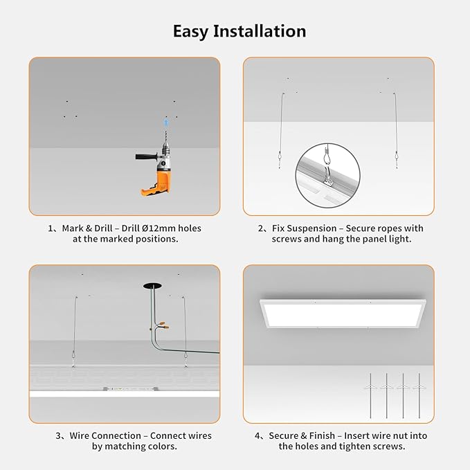 AIKVSXER 2 Pack 1x4 LED Panel Light Surface Mount, 50W 5500LM, 3CCT (3000K-5000K), Ultra-Thin 48In, Triac Dimmable, Energy Efficient, Ceiling Light for Kitchen Garage Office Basement