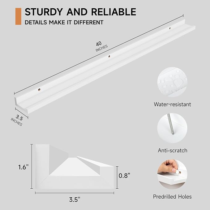 Fun Memories Picture Ledge Shelf, 40 Inch Floating Shelves Set of 2, Large - Image 3