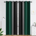 COSVIYA Grommet Ombre Dark Green and Black Curtains W52 x L84 Inch | Gradient by COSVIYA