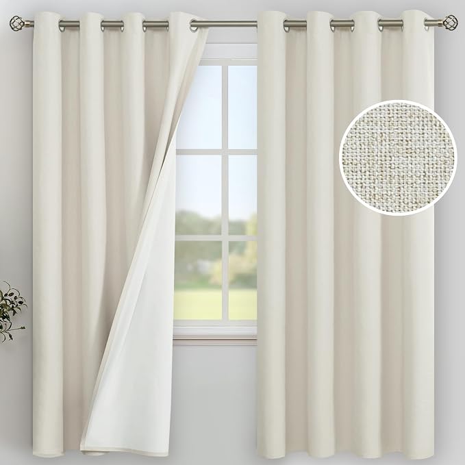 YoungsTex Linen Blackout Curtains 72 Inches Long by YoungsTex