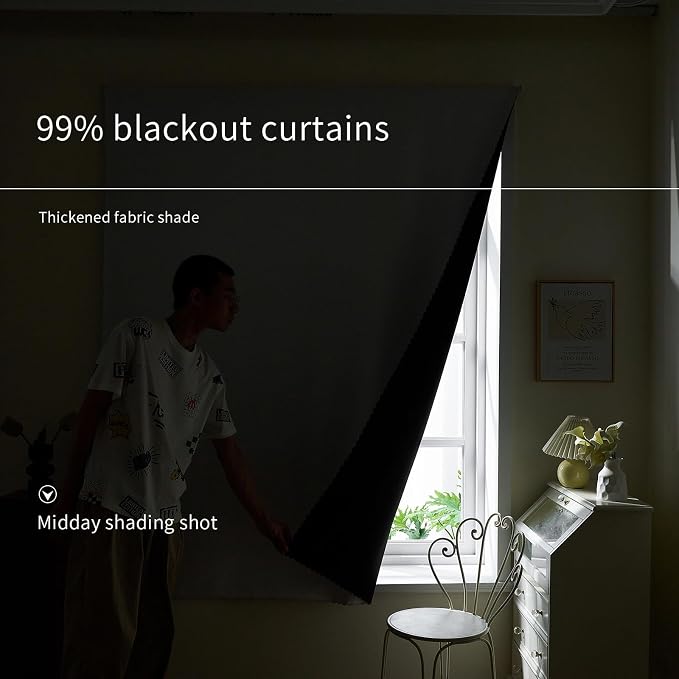 AJAZZ Self Adhesive Curtains 100% Blackout Shades Window Cover Sticky Curtain - Image 2
