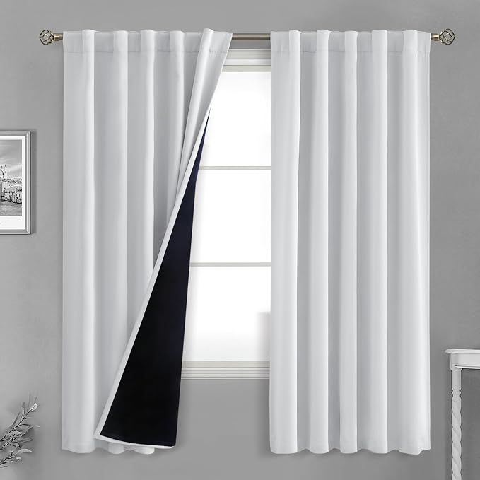 BGment Greyish White 100% Blackout Curtains 72 Inches Long by BGment