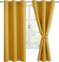 Blackout Curtains for Bedroom, Mustard Yellow 42 x 72 Inch 2 Panels | Light by Hiasan