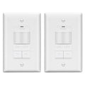 LIDER Motion Sensor Dimmer Switch for Dimmable 200W LED/CFL Lights, 3-Way, 120 V, Modern Upgrade, No Neutral Required, No Ground Required, UL Listed, Wall Plate Included, White, 2 Pack, New Version