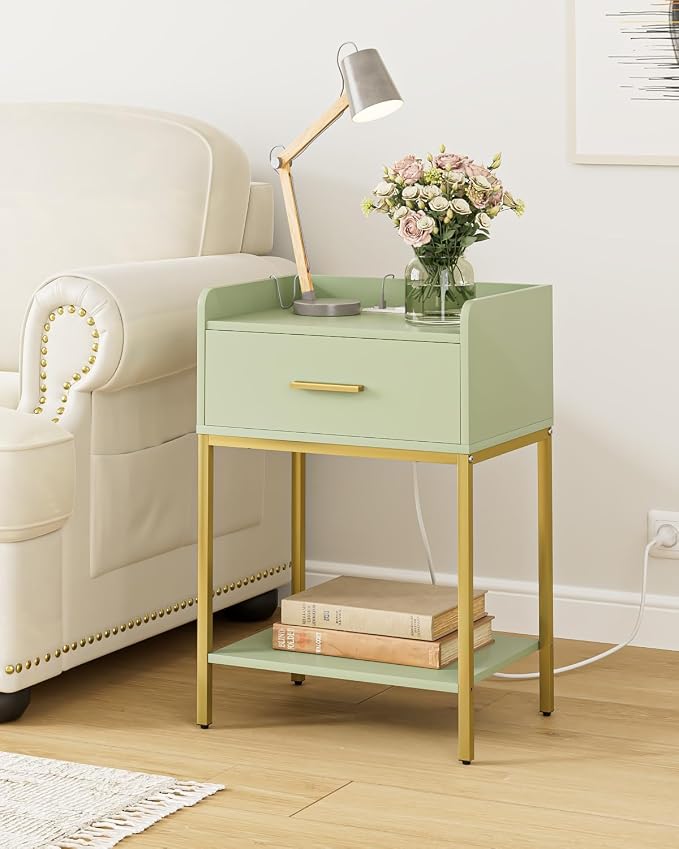 Nightstand with Charging Station, 3-Tier Modern Bedside Table Night Stand with - Image 5
