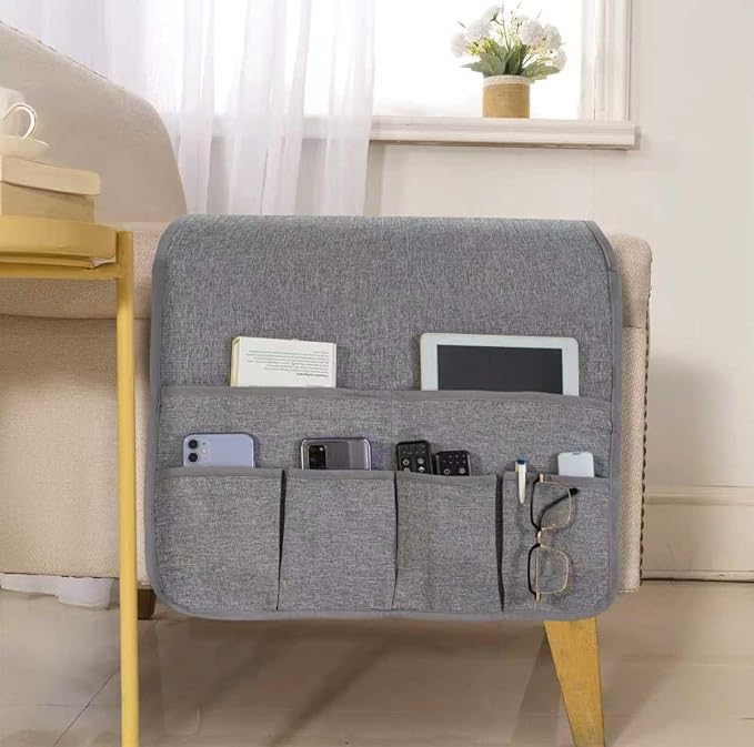 Armchair Caddy for Couch Linen Remote Control Holder by luckyjoyreal
