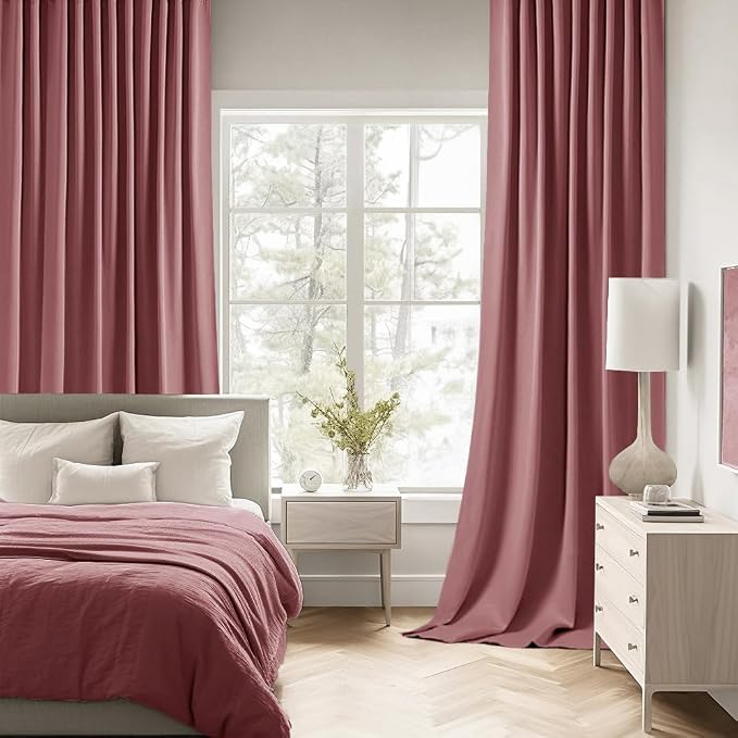 MIULEE Dusty Rose Back Tab Blackout Curtains 52x72 Inches Long 2 Panels Set | - Image 2