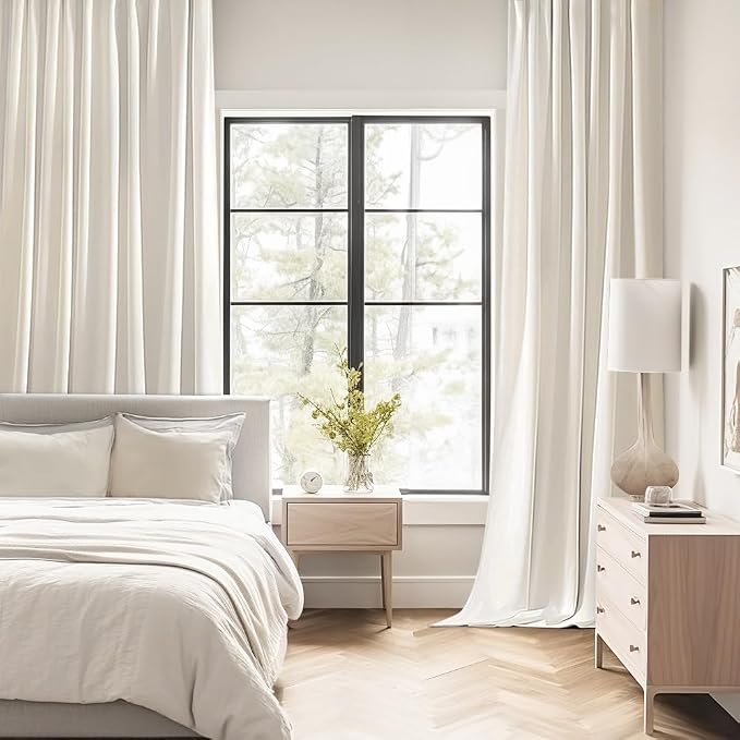 MIULEE Ivory Back Tab Blackout Curtains 52x90 Inch Long 2 Panels Set | Rod - Image 2