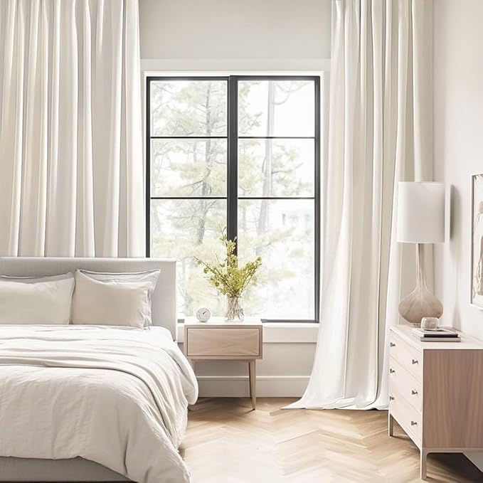 MIULEE Ivory Back Tab Blackout Curtains 52x102 Inch Long 2 Panels Set | Rod - Image 2